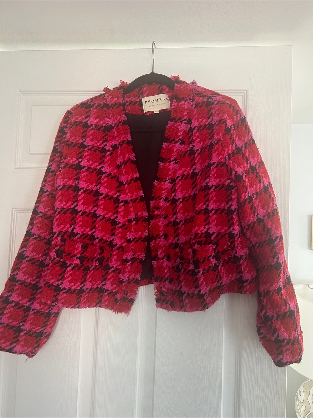 Hot Pink & Black Cropped Blazer
